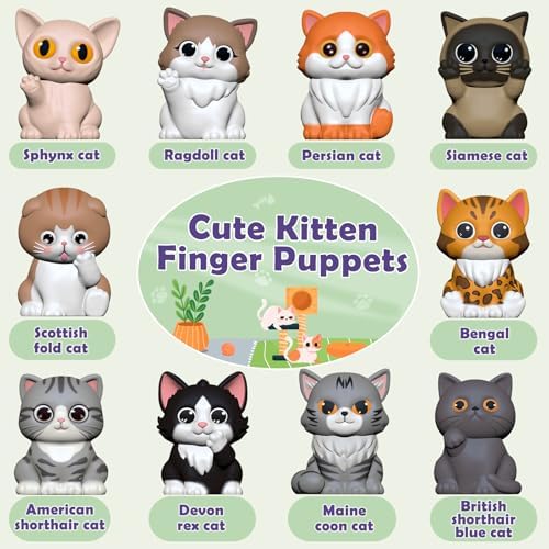 Learning Toys for 1 2 3 Year Old Boys Girls, 20 Pcs Cat Toys for Toddlers 1-3, Kitten Finger Puppet Games, Counting Matching Sorting Motor Educational Playset, Gifts for Baby Toddlers Age 12-18 Months - Image 3
