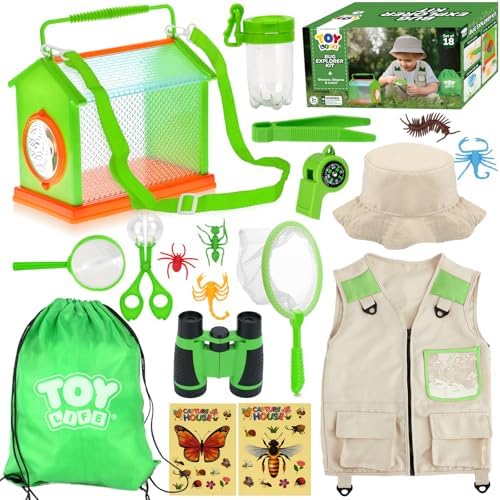 TOY Life Kids Explorer Kit with Bug Catcher for Kids, Bug Catching Kit with Bug Toys, Kid Safari Vest & Hat, Compass, Binoculars, Magnifying Glass, Educational Outdoor Toys Boys Kid Adventure Kit by TOYLife