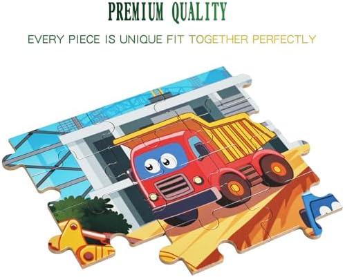 100 Piece Puzzles for Kids Ages 4-6 6-8 8-10, 100 Piece Construction Site Learning Educational Jigsaw Puzzles, Vehicle Kids Puzzles Ages 5-8 Gifts for Girls Boys - Every Piece is Unique - Image 4