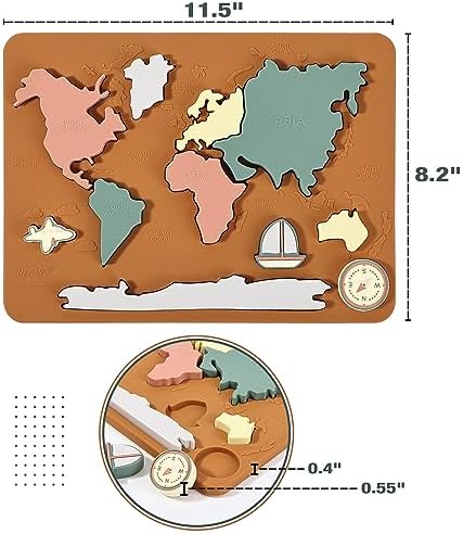 Mr. Pen- Silicone World Map Puzzle, 11.5” x 8.2”, Puzzle for Kids - Image 2