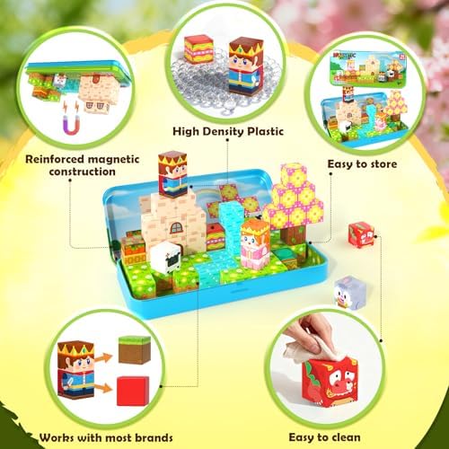 Mini Magnetic Blocks, Portable Building Cubes Travel Toys for Kids Ages 4-8 - Image 4