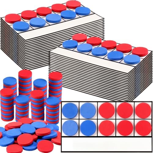 Ireer 20 Sets Bulk Magnetic Ten Frames for Classroom 200 Magnetic Math Counters and 20 Boards Kindergarten Classroom Must Haves Math Manipulatives for Home Prek Preschool Elementary(Red Blue) by Ireer