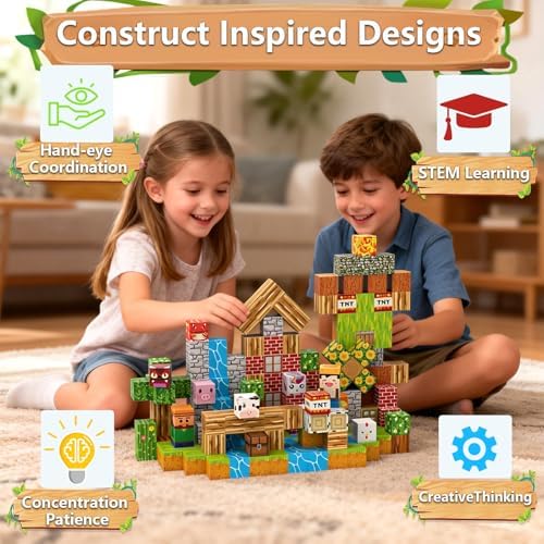 Forest Monster Magnetic Blocks - 200 PCS Pixel World Magnetic Building Blocks STEM Toy for Kids | Educational Construction Gift for Boys & Girls (Ages 3-12) - Image 5