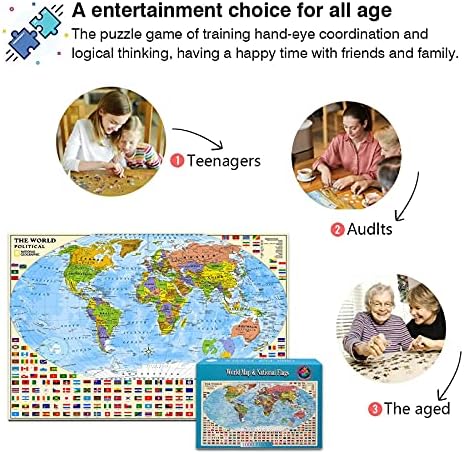 Political World Map Jigsaw Puzzle 1000 Pieces for Adults or Teens with 197 Countries International World Flags Puzzle Educational Toy - Image 6