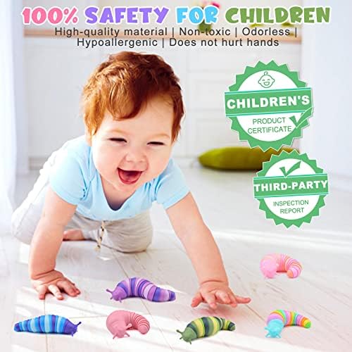Cevei Cevoce Sensory Slug Fidget Toys for Adults & Kids - 6Pc Cute Autism Sensory Toy Set for Autistic Children, Ages 3+, (5.8 Inch) - Image 3