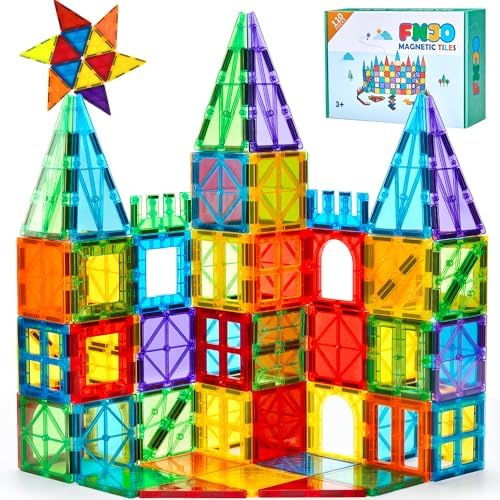 FNJO Magnetic Tiles, 110PCS Magnet Building Set, Magnetic Building Blocks, Construction STEM Learning and Playing Toys for Kids, Montessori Toy for Preschool Boys Girls by FNJO