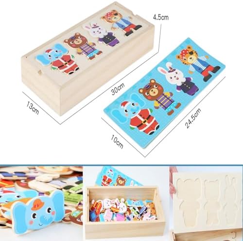Wooden Bear Family Dress-up Puzzle Box for Toddlers(60pcs),Change Clothes Puzzle Games, Preschool Learning Activities Toys for Kids Ages 3+ - Image 2