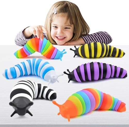 Cevioce Sensory Slug Fidget Toys - 6 Pcs Cute Autism Sensory Toys for Autistic Children & Kids Party Favors, Age 3+ by Cevioce