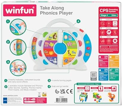 winfun Take Along Phonics Player – Portable Learning Toy with 5 Activity Modes, Alphabet Sounds, Spelling, Music Creation & Games – Educational Toy for Toddlers 2+ with Built-in Handle & Batteries - Image 6