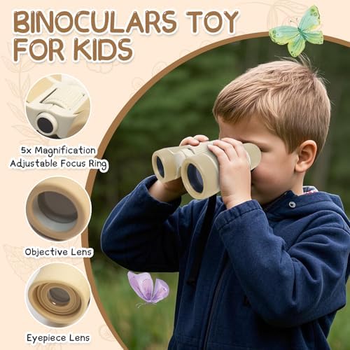 Bug Catcher for Kids Explorer Kit Kids Bug Catching Kit, Bug Catcher Kit for Kid with Binoculars, Magnifying Glass, Butterfly Kit for Aged 3+ (Brown) - Image 3