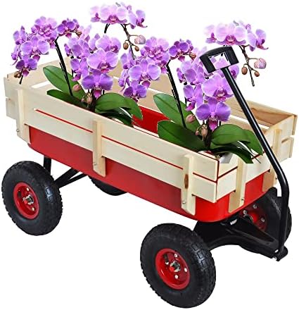Heavy Duty Kid Wagons for Kids All Terrain Wagon Removable Wooden Wagons, Folding Wagons for Kids Gift, Christmas, Halloween, Back to School (Red) by BrandLogo