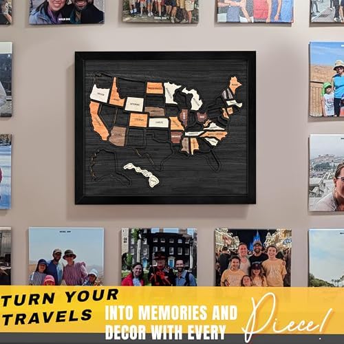 flinelife USA Travel Map, 13x11, Wooden USA Map Puzzle, Perfect For Couples and Families Gift - Image 4
