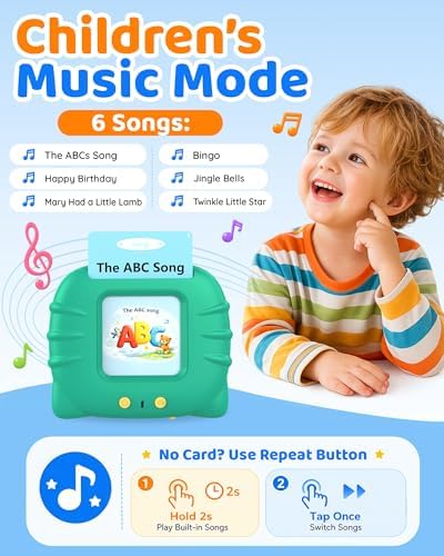 Aullsaty Talking Flash Cards for Toddlers 1-5 Years Old, Upgraded 536 Sight Words with 6 Songs Montessori Autism Sensory Toys, Educational Learning Speech Therapy Birthday Gifts for Boys Girls (Green) - Image 5