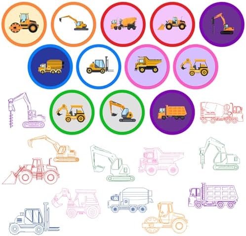 Cinrobiye 24 Pcs Construction Stampers Party Favor Set, Cute Building Site Stamps for Kids Birthday Party, Classroom Rewards, Educational Toys, Goody Bag Fillers, Construction Themed Party Supplies - Image 2
