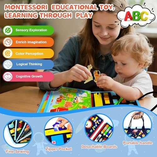 Busy Board Montessori Toys for Children,Felt Sensory Activity Board Sorting Toy Age 3-4 - Image 5