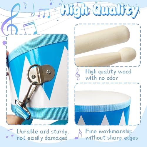 Kids Drum Set,8 Inch Wooden Drum Toys,Educational Baby Musical Toy with an Adjustable Strap and 2 Drumsticks,Sensory Musical Instrument Toys for Toddler,Kids,Boys & Girls - Image 3