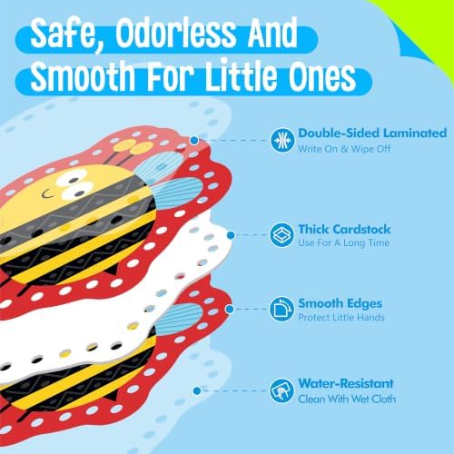 Kids Lacing Cards, 9 PCS Double-sided Garden-themed S Cards with 9 Laces - Image 3