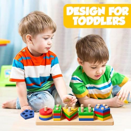 Montessori Toys for 2 3 Year Old Girls Boys, Wooden Sensory Toys for 2-3 Year Old Birthday Gifts, Education Toddler Puzzles Easter Basket Stuffers Learning Toy Activities Puzzles Ages 2-3 - Image 3