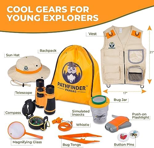 Kids Explorer Kit with Safari Vest & Hat for 7-12 Year Old Boys & Girls - Image 3