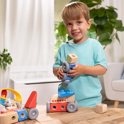 Melissa & Doug Blockables Vehicles Connectable Wooden Blocks - Image 2