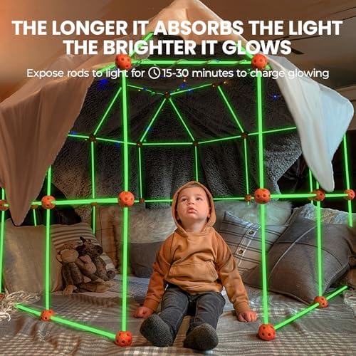 Tiny Land Glow Fort Building Kit for Kids Ages 4-12, STEM Building Toy - Image 2