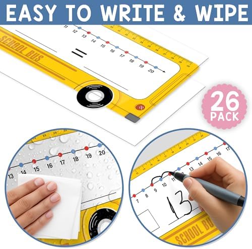 Number Line Dry Erase Boards Cards, 26 Pack 4x14 School Bus - Image 5