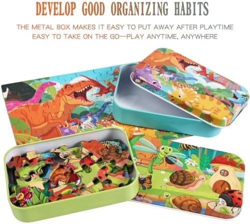 Puzzles for Kids Ages 4-6, 60 Pieces Puzzles for Kids Ages 3-5 in a Metal Box Girls and Boys Learning Educational Jigsaw Puzzle Toys Gifts - Image 4