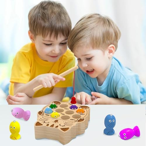 Wooden Magnetic Fishing Game for Toddlers 2-4, Montessori Sensory Busy Board Educational Learning Fine Motor Skills Toys for 2 3 4 Years Old Boys Girls - Image 6