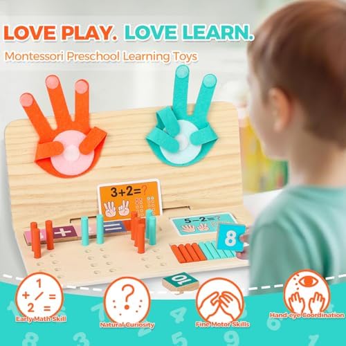 Montessori Learning Toys for Toddlers, Double-Sided Preschool Educational Math Manipulatives Number Counting Blocks, Finger Counting Math Toys for Kids 3-5 Year Old Boys Girls Gift - Image 2