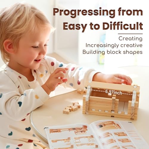 Jovi-mindly＆Notchies 63PCS Wooden Blocks Beginner Set Wooden Blocks |Preschool Learning Toys Wood Blocks Building for Kids Ages 3+ Creative Construction Game,FSC Certified,Birthday Toys Gifts - Image 4
