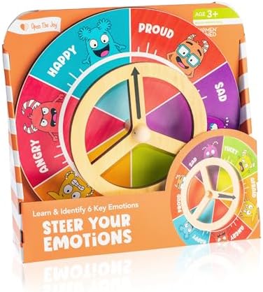 Open The Joy Steer Your Emotions Wheel – Wooden Emotional Regulation Steering Toy for Kids | SEL Tool for Toddlers and Preschool | Teaches Feelings & Self-Regulation | Ages 3+ by OpenTheJoy
