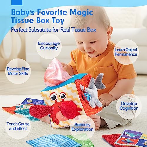 hahaland Baby Sensory Book & Baby Sensory Tissue Box Toy - Image 6