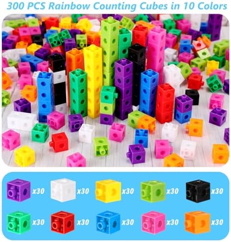 Jenaai 300 Pcs Linking Cubes with Storage Box, Colorful 2cm Math Counting Blocks, Stem Classroom Manipulatives, Back to School Gifts for Preschool Homeschool Teacher Kids(Orange) - Image 3