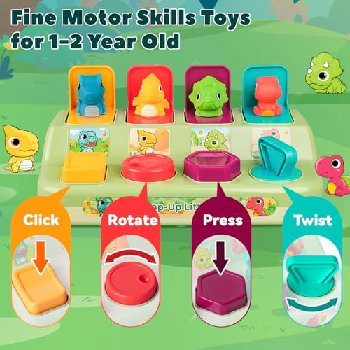 Cause & Effect Pop Up Dinosaur Sensory Toy — Early Learning Toys for 12-18M - Image 2