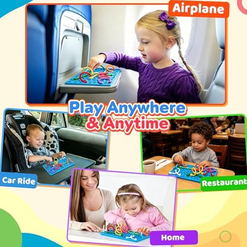 Green Sensory Activity Board Airplane Travel Essentials Fidget Toys for Toddlers Kids，Silicone Autism Quiet Calming Down Restaurant Car Ride Road Trip Toys - Image 5
