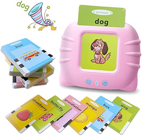 Toddler Talking Flash Cards for 1 2 3 4 5 Year Old Boys and Girls - Language Sensory Learning Device with 224 Sight Words - Montessori,Pocket Speech Therapy,Autism Toys,Christmas Birthday Gift - Pink by ZMKHJJG
