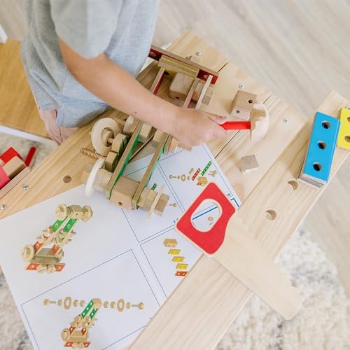 Melissa & Doug Wooden Project Workbench, 55-Piece Pretend Building Set - Image 3