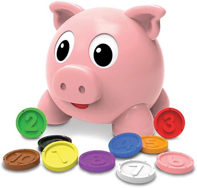 The Learning Journey Learn with Me - Numbers & Colors Pig E Bank - Color and Number STEM - Teaching Toddler Toys & Gifts for Boys & Girls Ages 2 Years and Up, Model Number: 208441, 10 color coins by TheLearningJourney