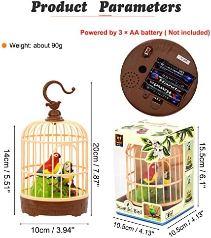 HWD Voice-Activated Mini Birdcage Toy Birds - Chirping & Wings Fluttering - Image 2