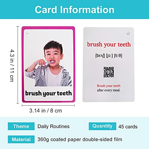 Lilias Daily Routines Flash Cards, Toddler Learning Toys, Preschool Learning Toys, Homeschool Supplies, Learning Supplies for Kindergarten, 4.3 X 3.14 Inch, 45 Cards in Set - Image 2