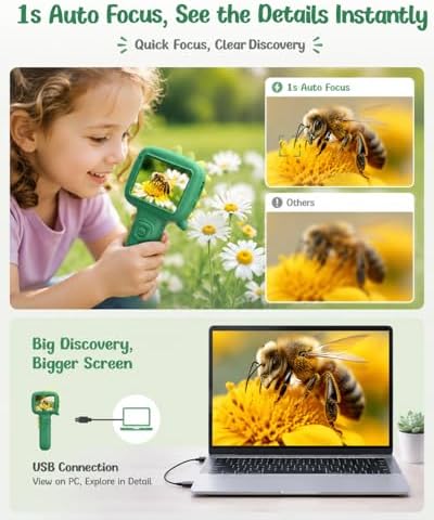 Microscope Camera for Kids Gifts Toys- Handheld Pocket Microscope Autofocus - Image 5