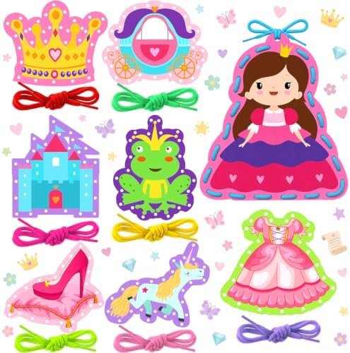 Zonon 8 Pcs Kids Sewing Cards 8 Patterns Lacing Cards by Zonon