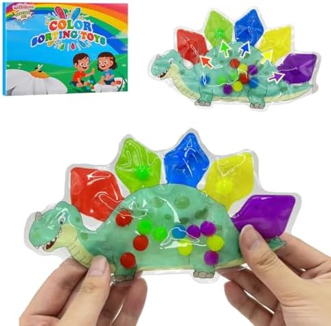 Dinosaur Color Sorting Toys Sensory, Toddler Sensory Toys, Travel Toy for Toddlers 1-3,Squeeze Fidget,Sensory Sorting Game, Educational Toy for Boys Girls Ages 3-5 by Unknown