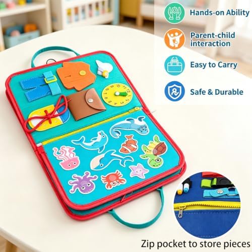 Montessori Busy Board & Busy Book, 10+ Sensory Activities for Toddlers - Image 4