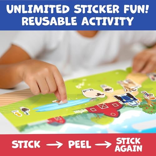 Reusable Sticker Books for Toddlers 1-3, Stickers for Toddlers 2-4 Years - Stickers for Kids Airplane Toys for Toddler 1-3, Toddler Travel Toys - Reusable Sticker Book Birthday Gifts for Boys Girls - Image 5