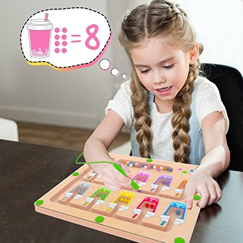 MTYOKILN Magnetic Color and Number Maze, Montessori Wooden Magnet Puzzle Game Board for Toddlers, Learning & Education Toys for Preschoolers, Fine Motor Skills Toys for Boys Girls 3-5 Years Old - Image 3