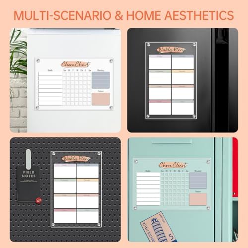 Magnetic Dry Erase Acrylic Chore & Weekly Calendar Set for Fridge, Refrigerator Visual Color-Block Design with 6 Color Erasable Magnetic Markers, Ideal for Kitchen Meal Planner & Family Work Task - Image 7