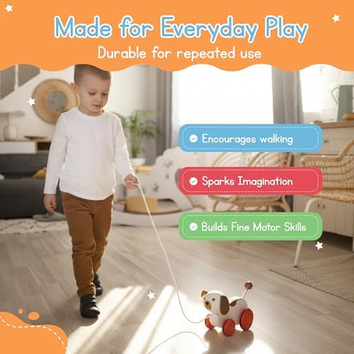 Jack Rabbit Creations Wiggles Dog Pull Toy - Smooth Wheels - 18+ Months - Image 6