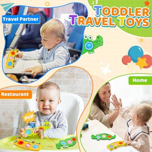 6PC Fidget Sensory Toys for Baby Airplane Travel Essential Activities, Party Favors Animal Pop Toys Autism Gifts for 12+ Month Babies Toddlers 1 2 3 Year Old Easter Basket Stuffers Gift - Image 5