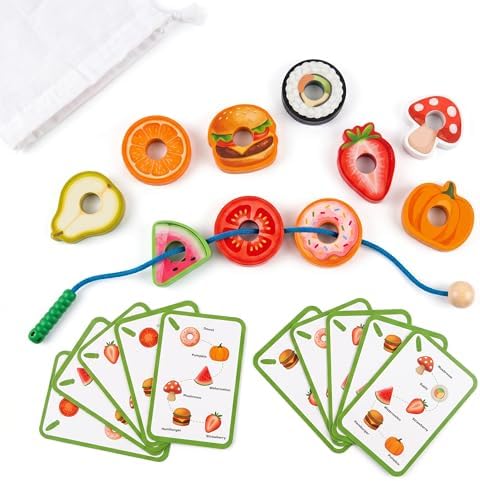 Wooden Caterpillar Lacing Toy, Fine Motor Skills Preschool Gift by Unknown